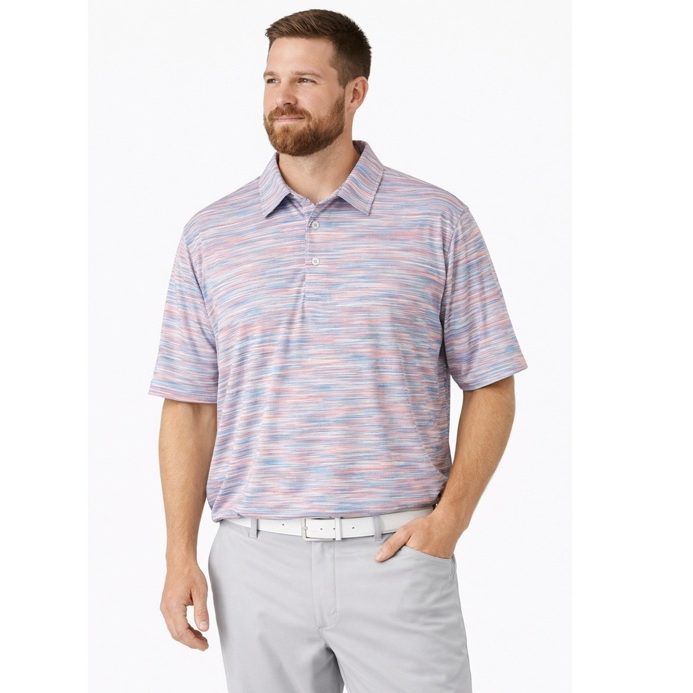 TailorByrd Shirt Men's XL Performance ‎ Golf Polo SPF 30  White Pink Aqua